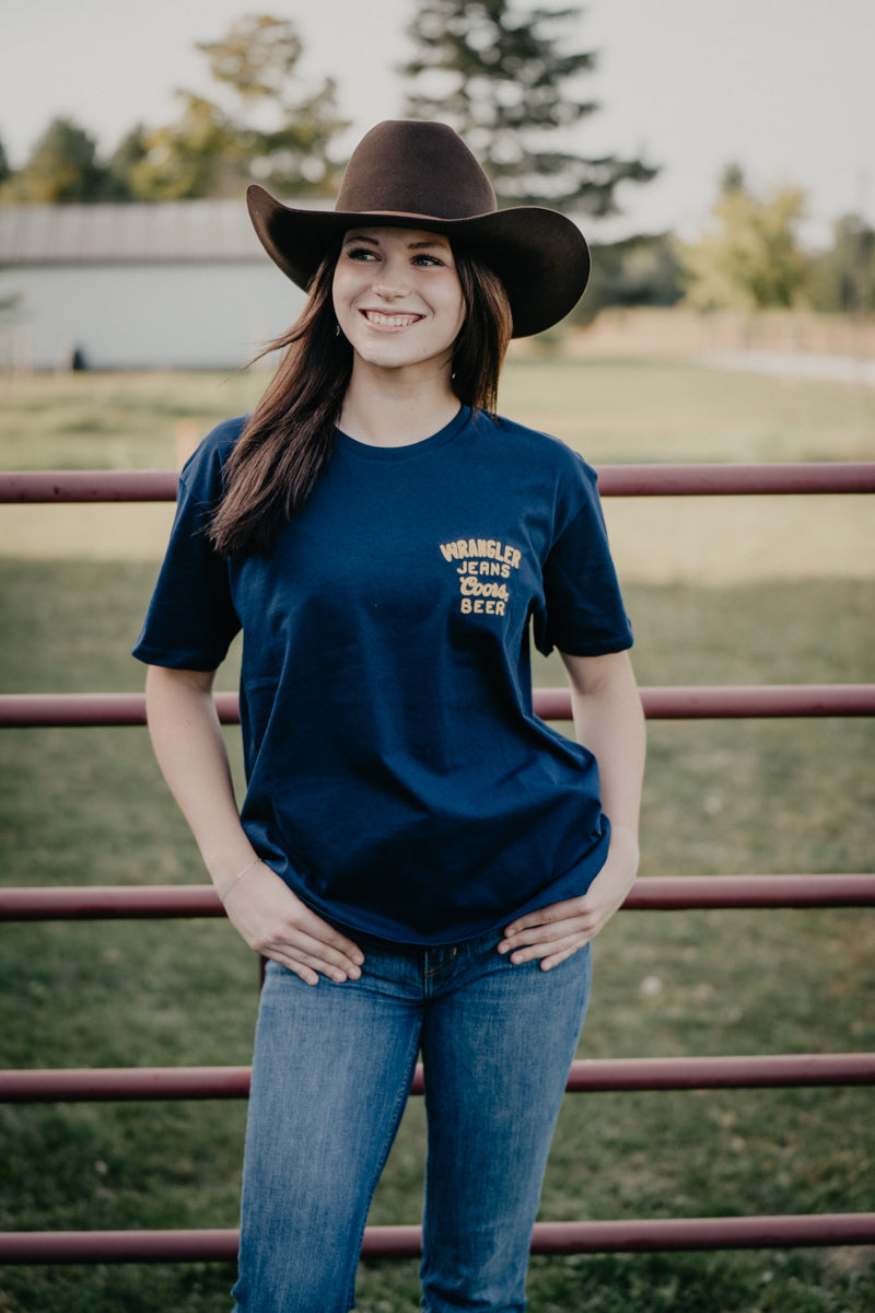 Wrangler X Coors Embroidered Unisex Navy Tee (S-XXL)