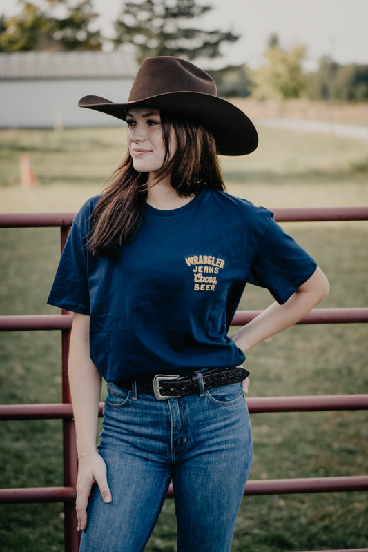 Wrangler X Coors Embroidered Unisex Navy Tee (S-XXL)