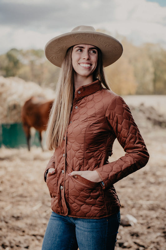 'Odessa' Women's Rust Quilted Riding Jacket by Panhandle (XS-XXL)