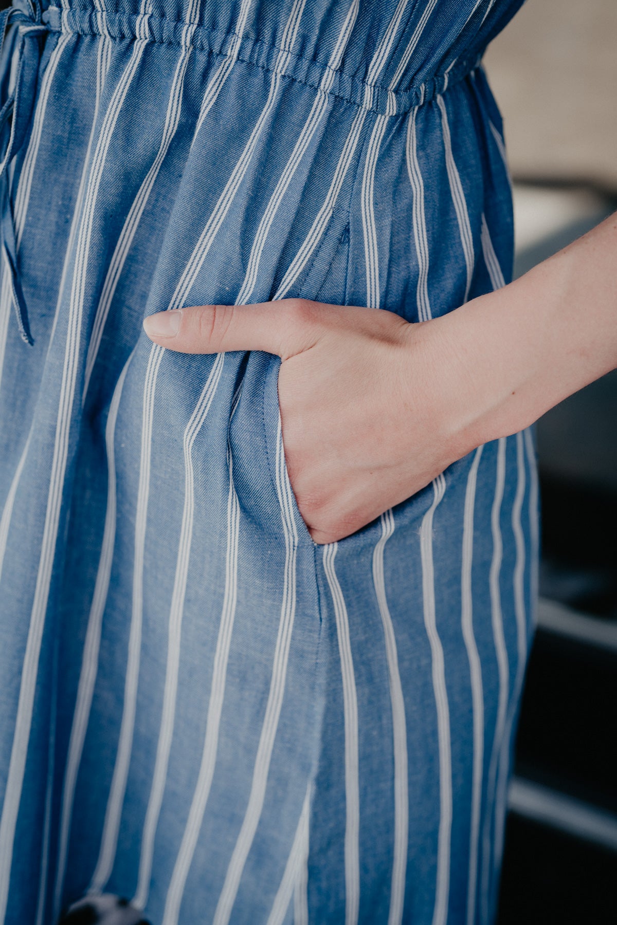 'Carla' Blue/White Striped Shirt Dress (S - XL)