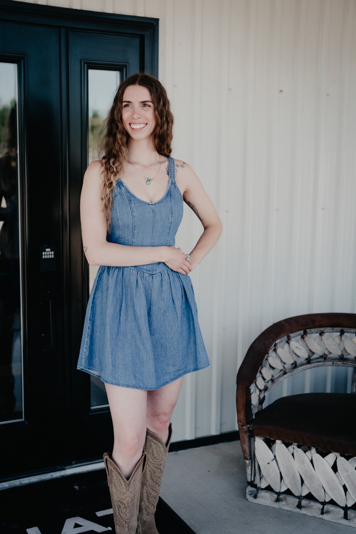 'Polly' Wrangler Women's Princess Waist Denim Dress (XS-XXL)