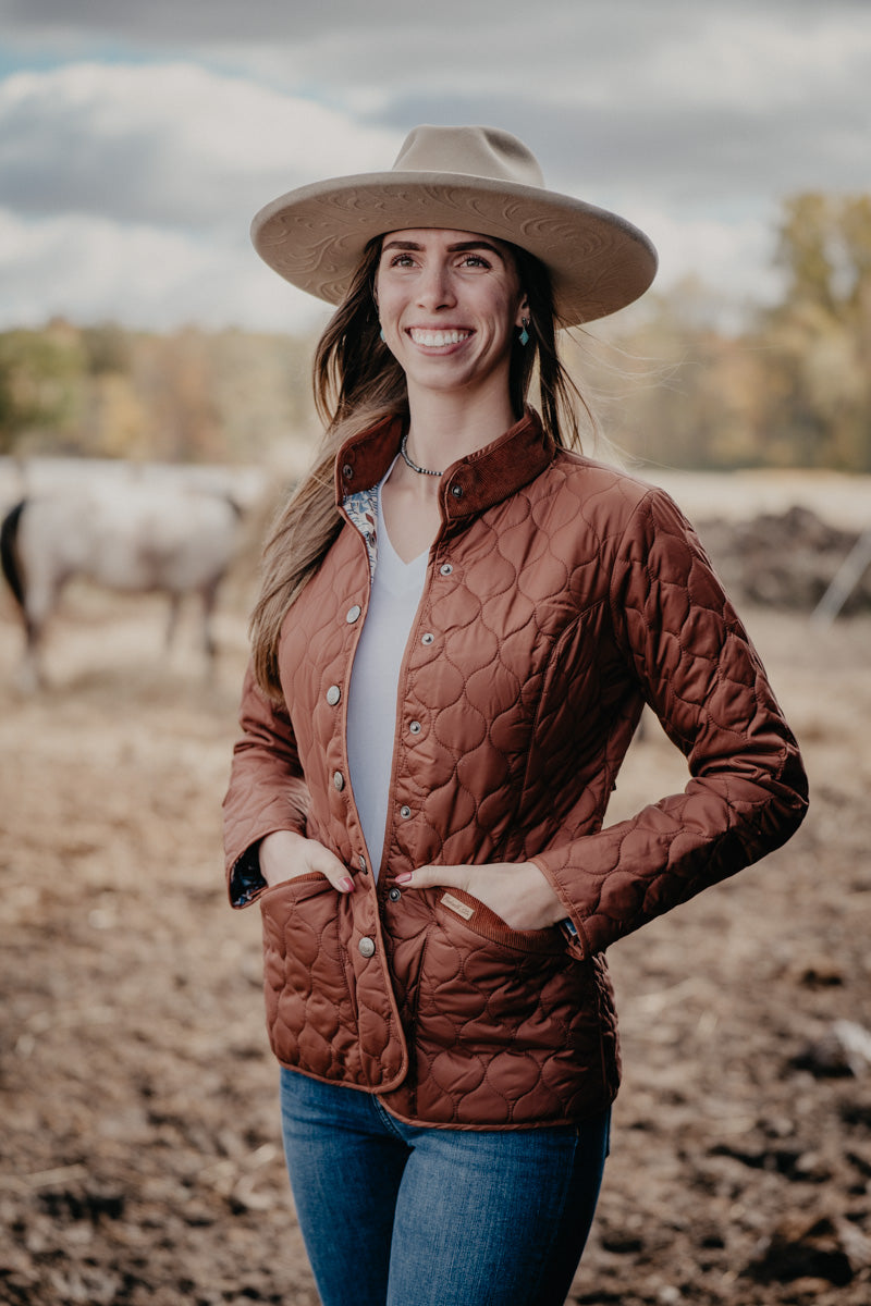'Odessa' Women's Rust Quilted Riding Jacket by Panhandle (XS-XXL)