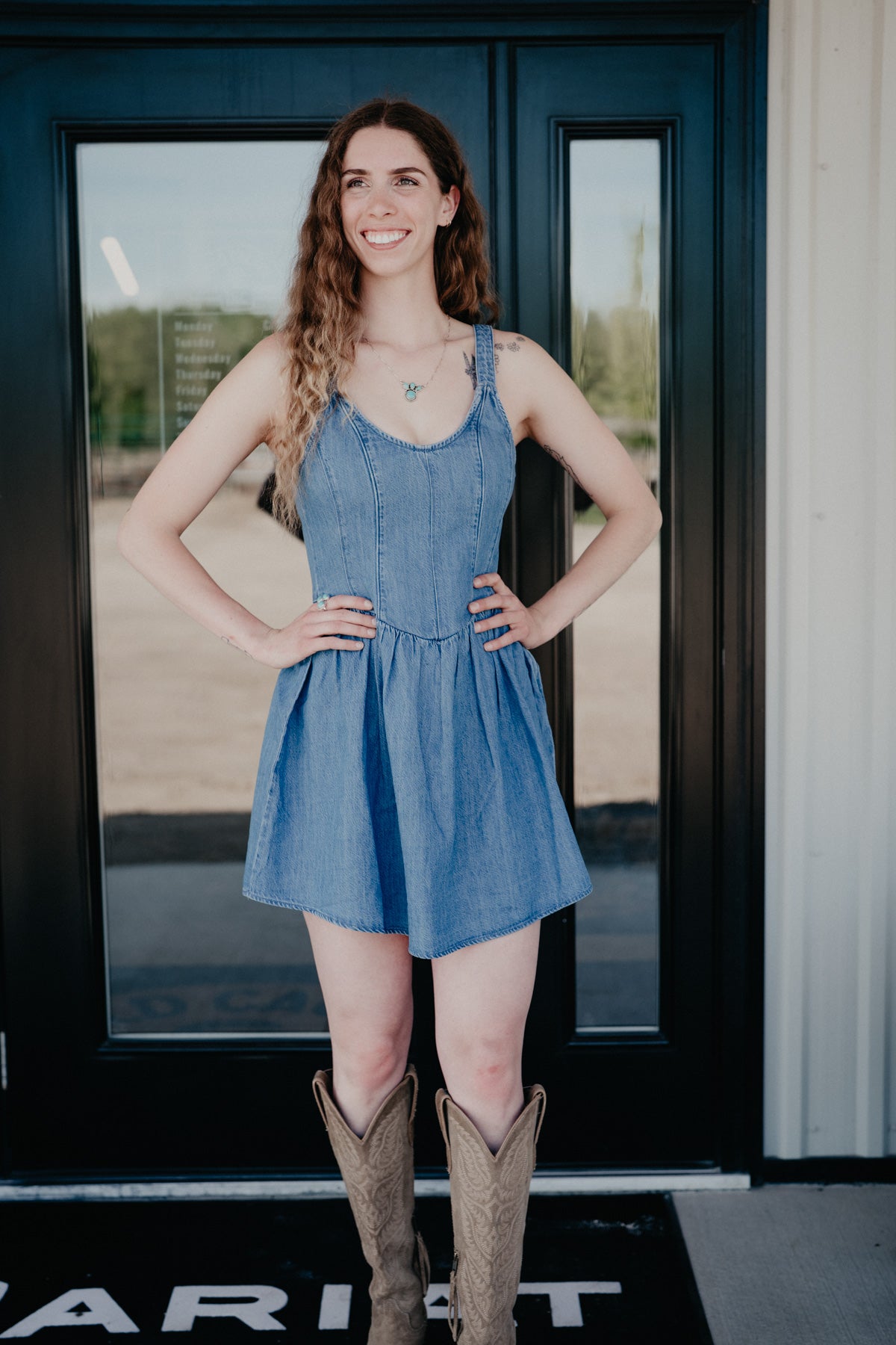 'Polly' Wrangler Women's Princess Waist Denim Dress (XS-XXL)
