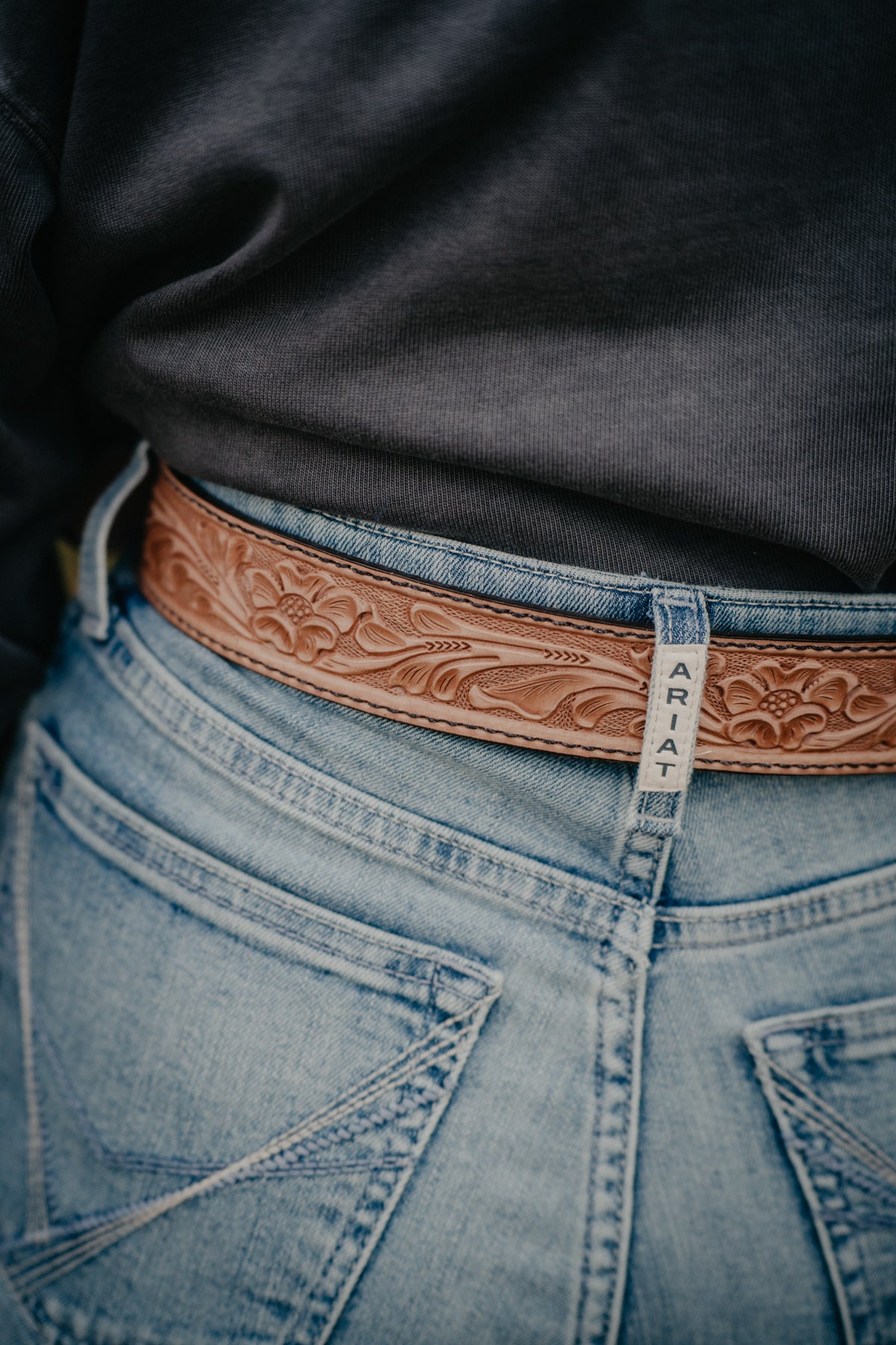 Pecan Vintage Floral Tooled Belt