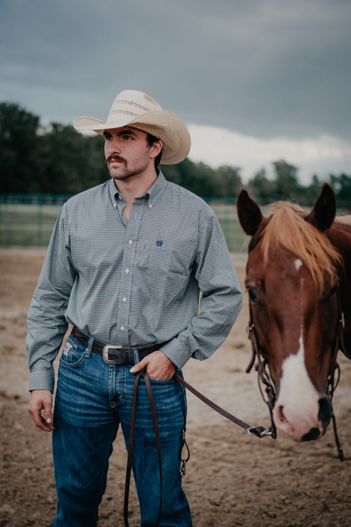 'Harley' Men's CINCH Long Sleeve Teal Button Down (S-XXL)