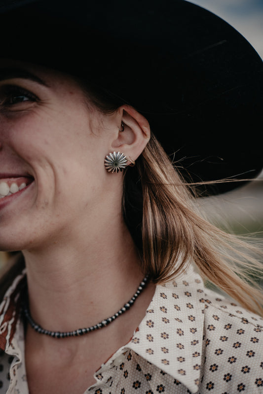 Large Round Sterling Concho Earrings