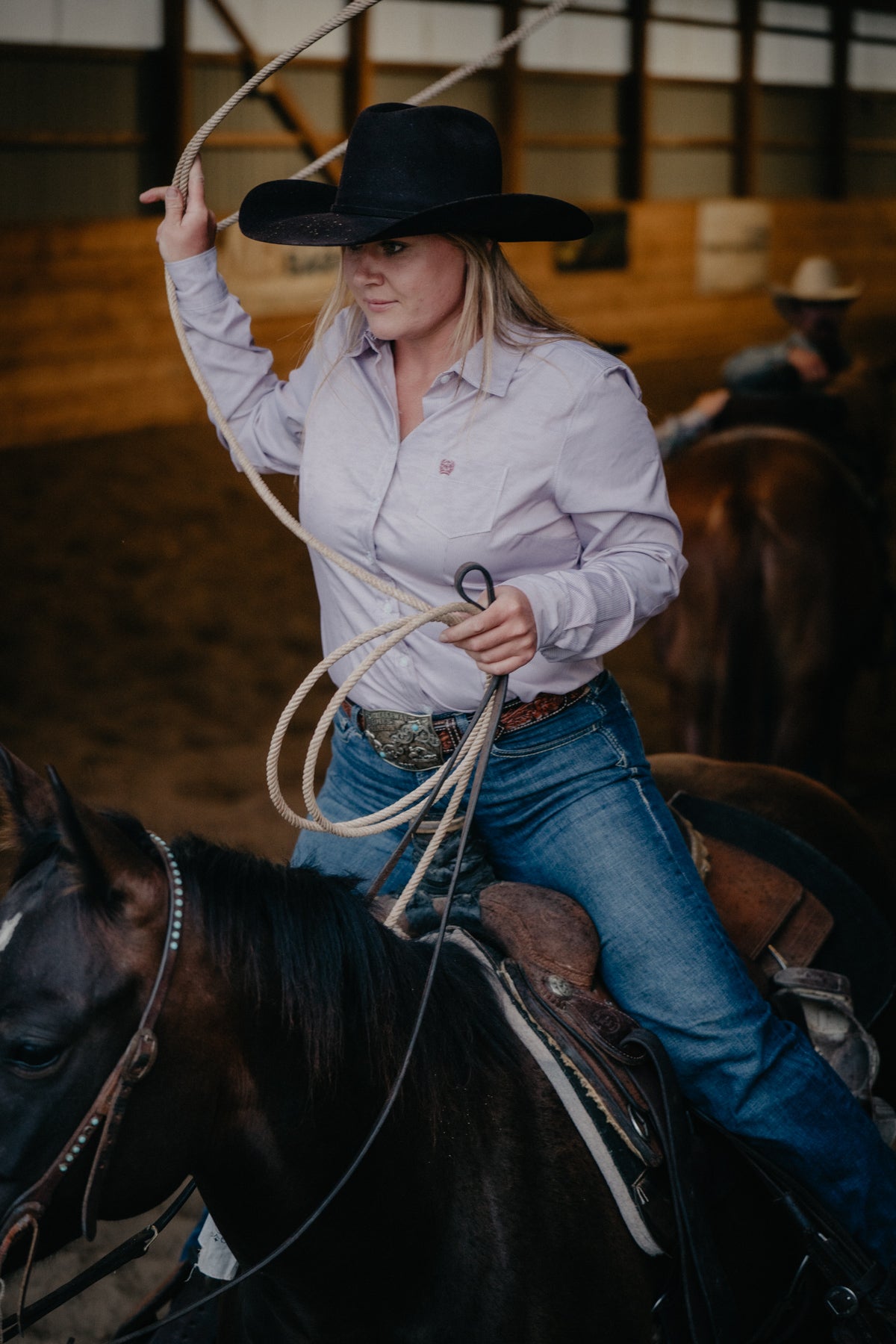 'Tanya' Women's Plum Stripe CINCH Button Down (XS-XXL)