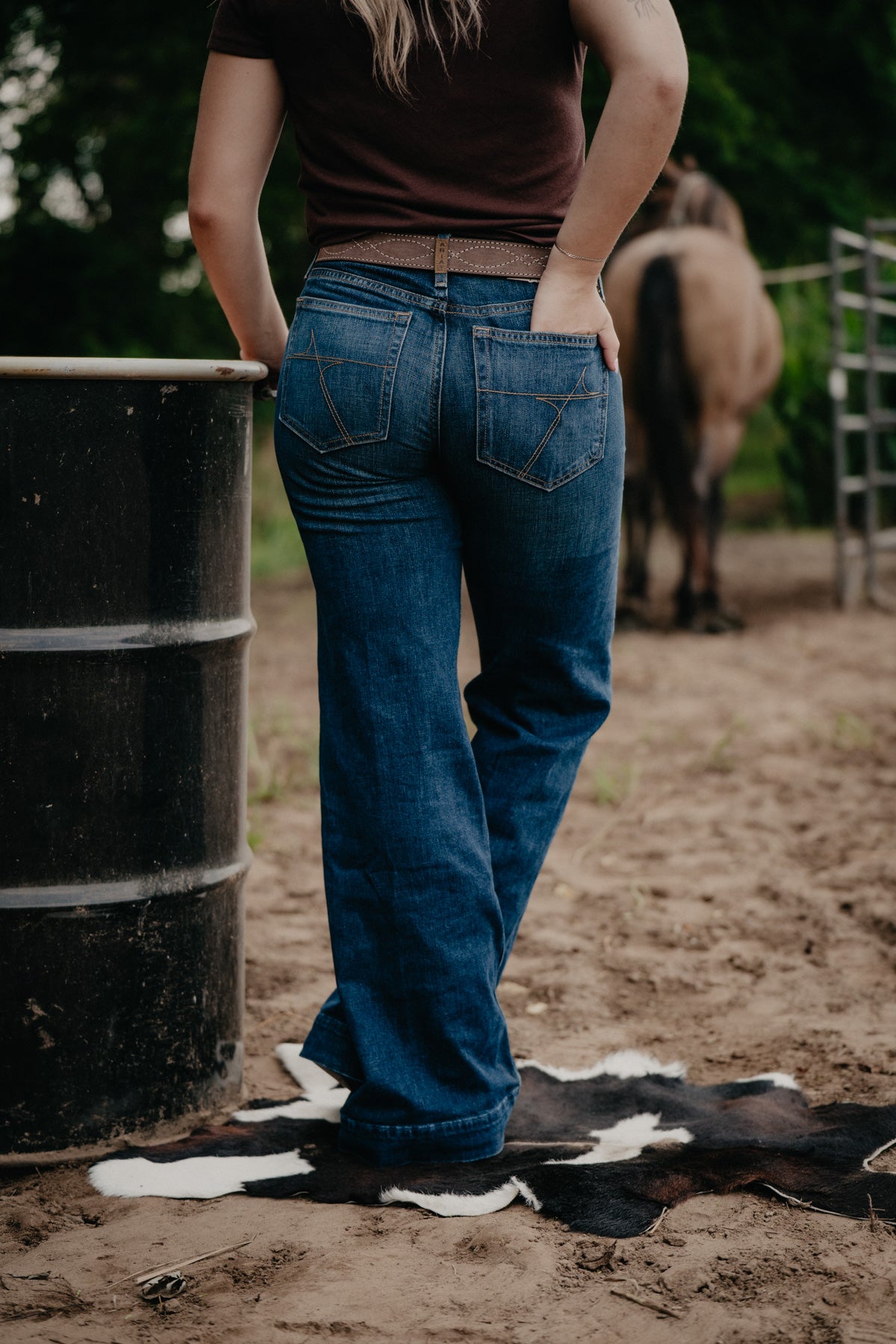 'Scarlett' Dark Wash Perfect Rise 'Flipside' Wide Leg Jean by Ariat