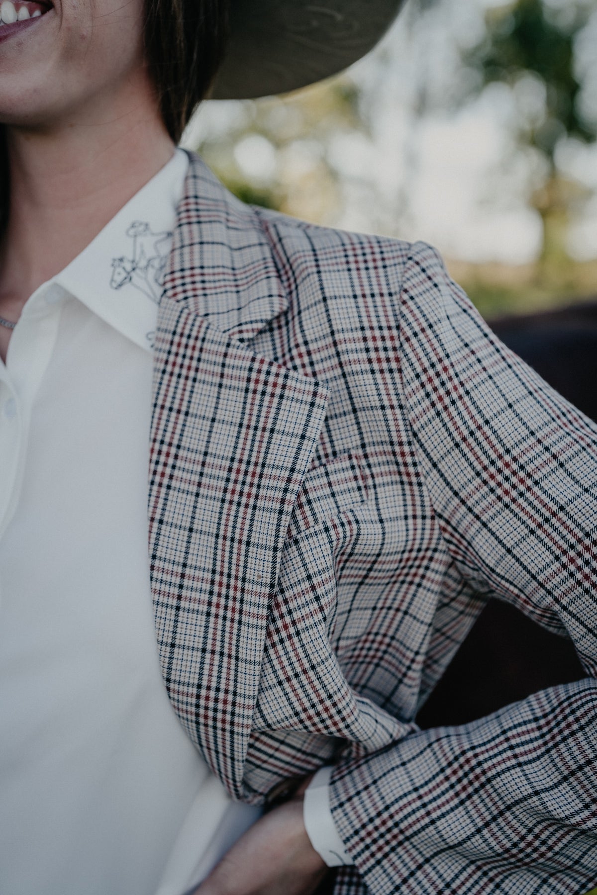 'Mabel' Women's Brown Plaid Blazer