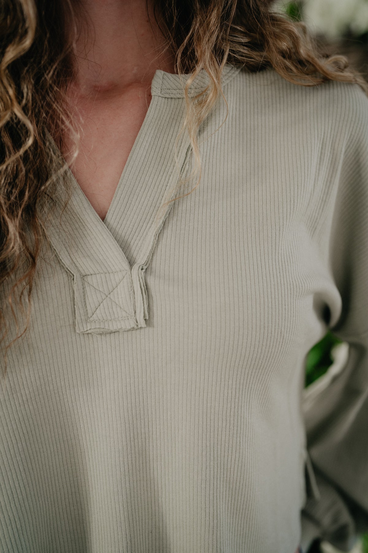 'Rory' Split Neck Long Sleeve Cropped Knit Top (2 Colours; S-L)