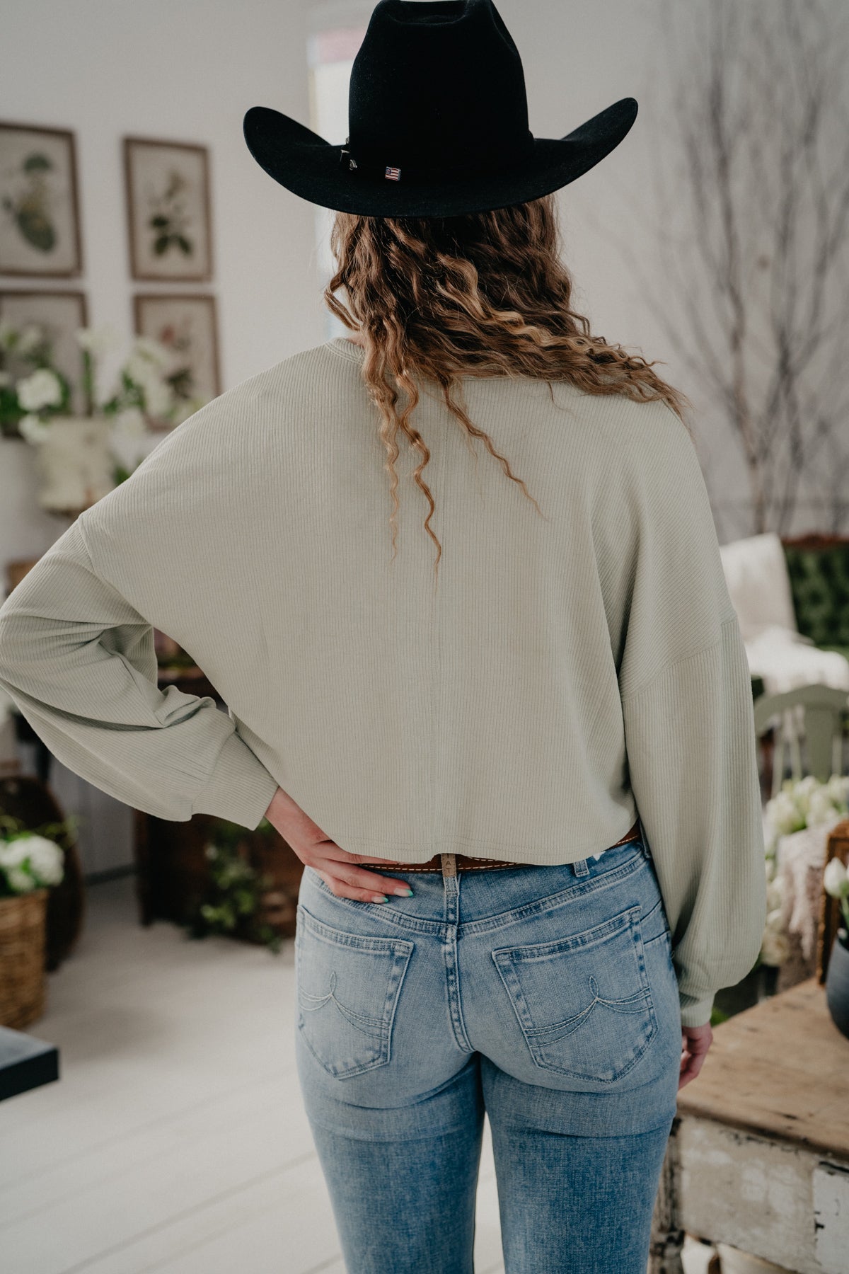 'Rory' Split Neck Long Sleeve Cropped Knit Top (2 Colours; S-L)