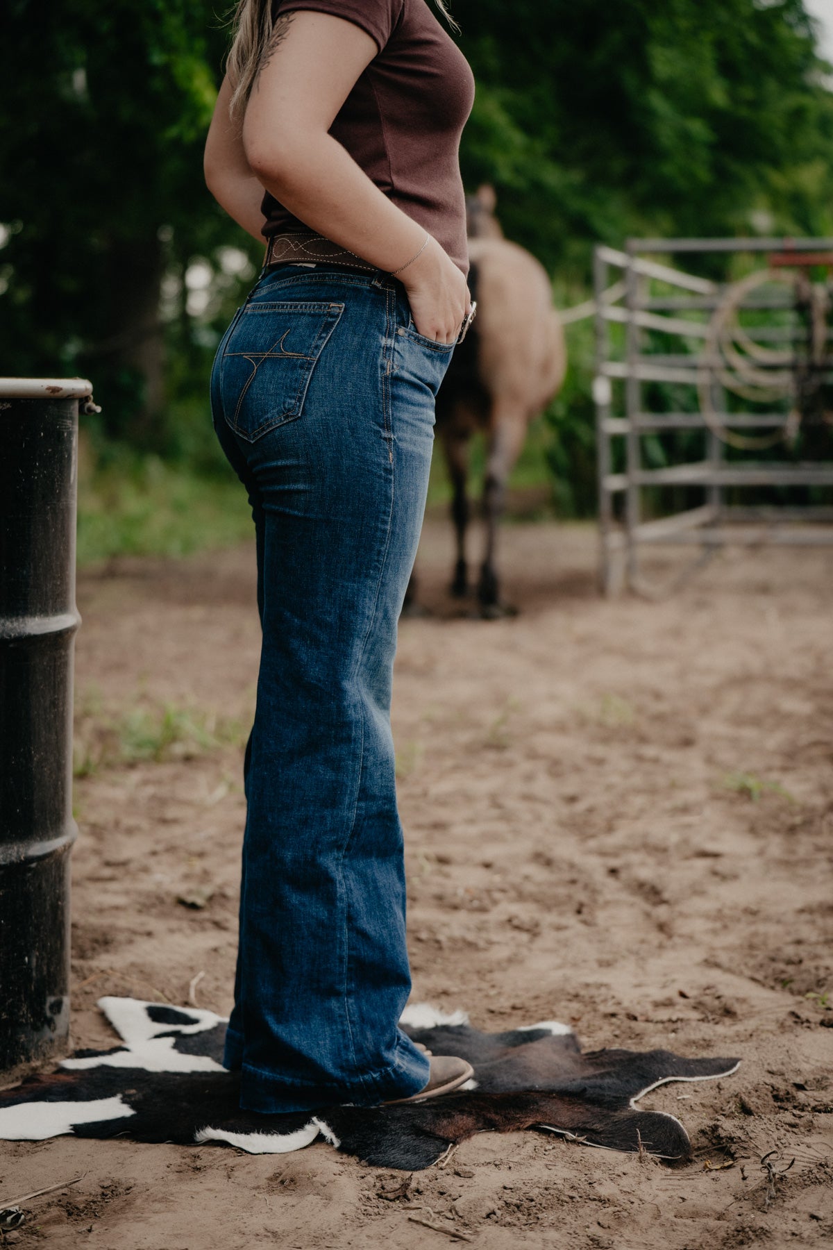'Scarlett' Dark Wash Perfect Rise 'Flipside' Wide Leg Jean by Ariat