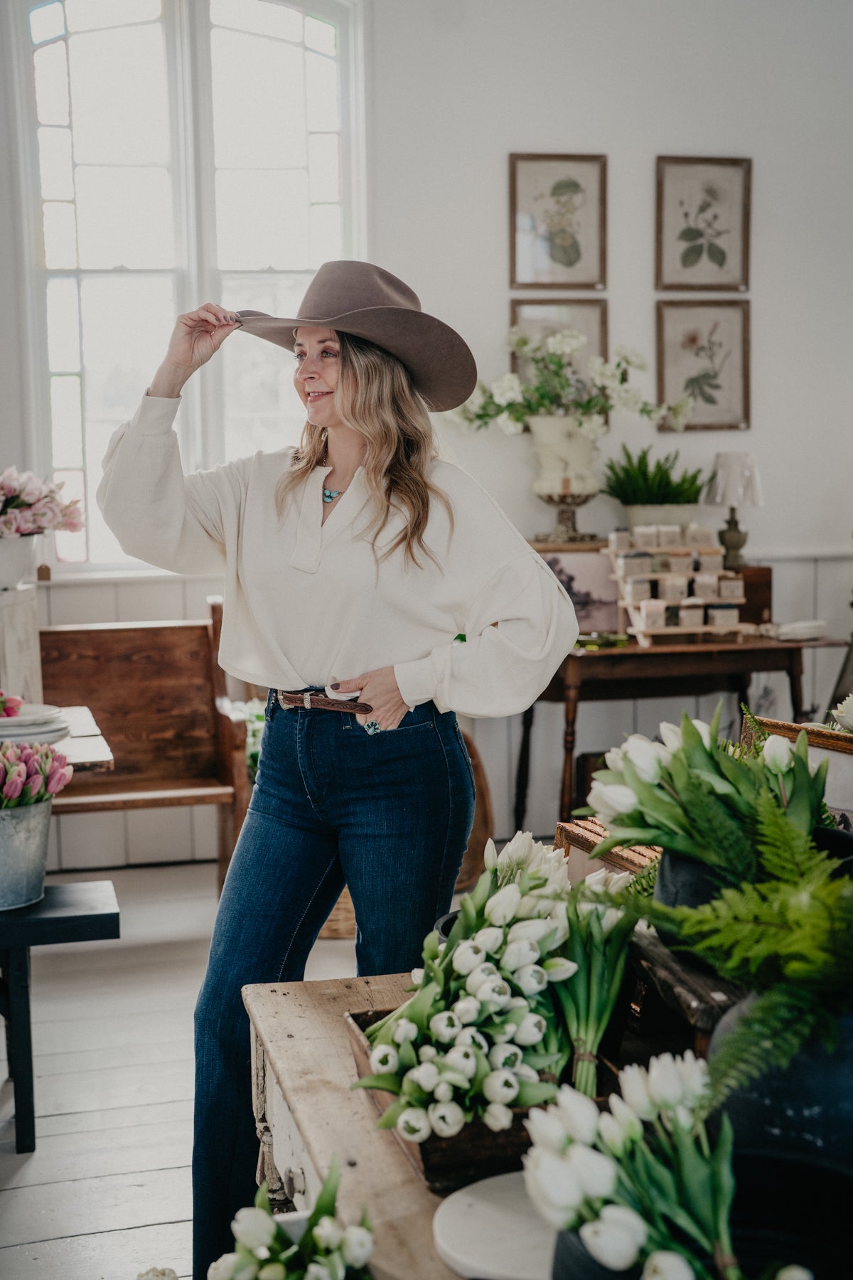 'Rory' Split Neck Long Sleeve Cropped Knit Top (2 Colours; S-L)