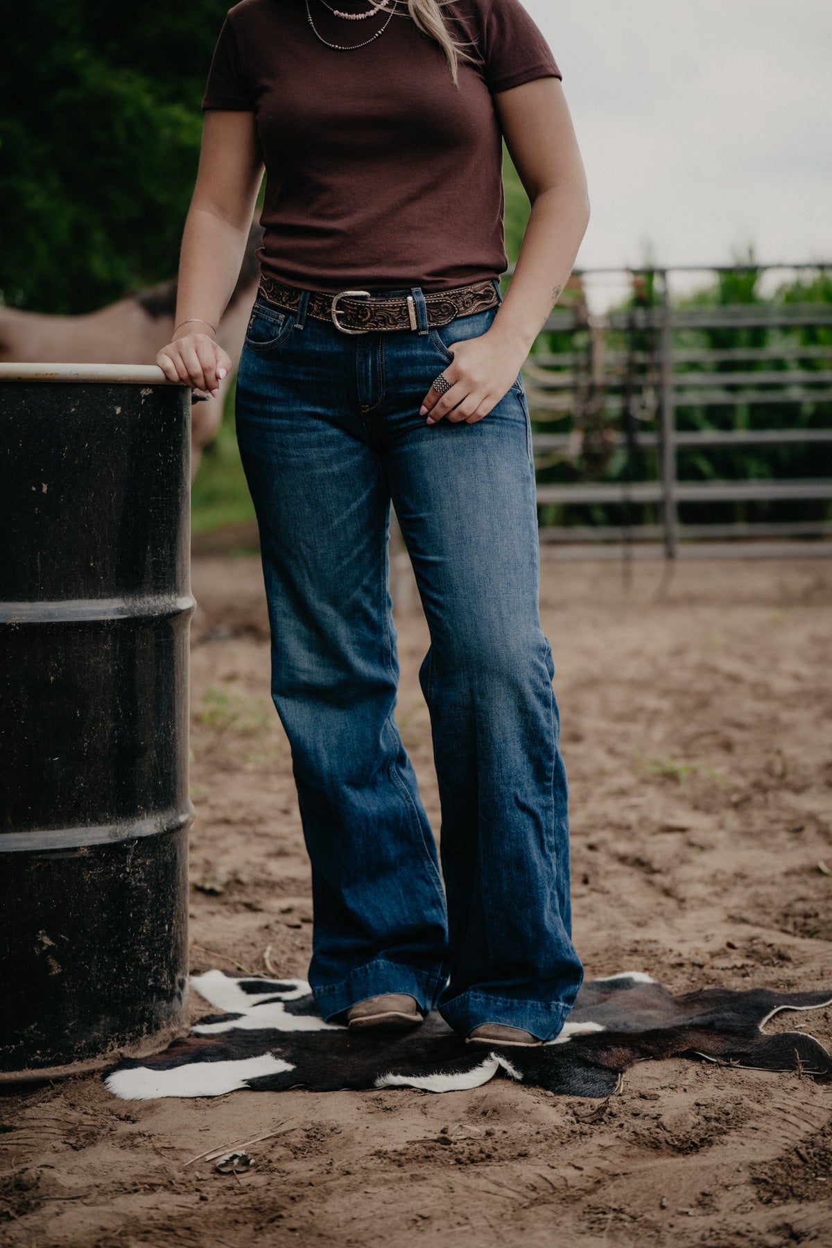 'Scarlett' Dark Wash Perfect Rise 'Flipside' Wide Leg Jean by Ariat