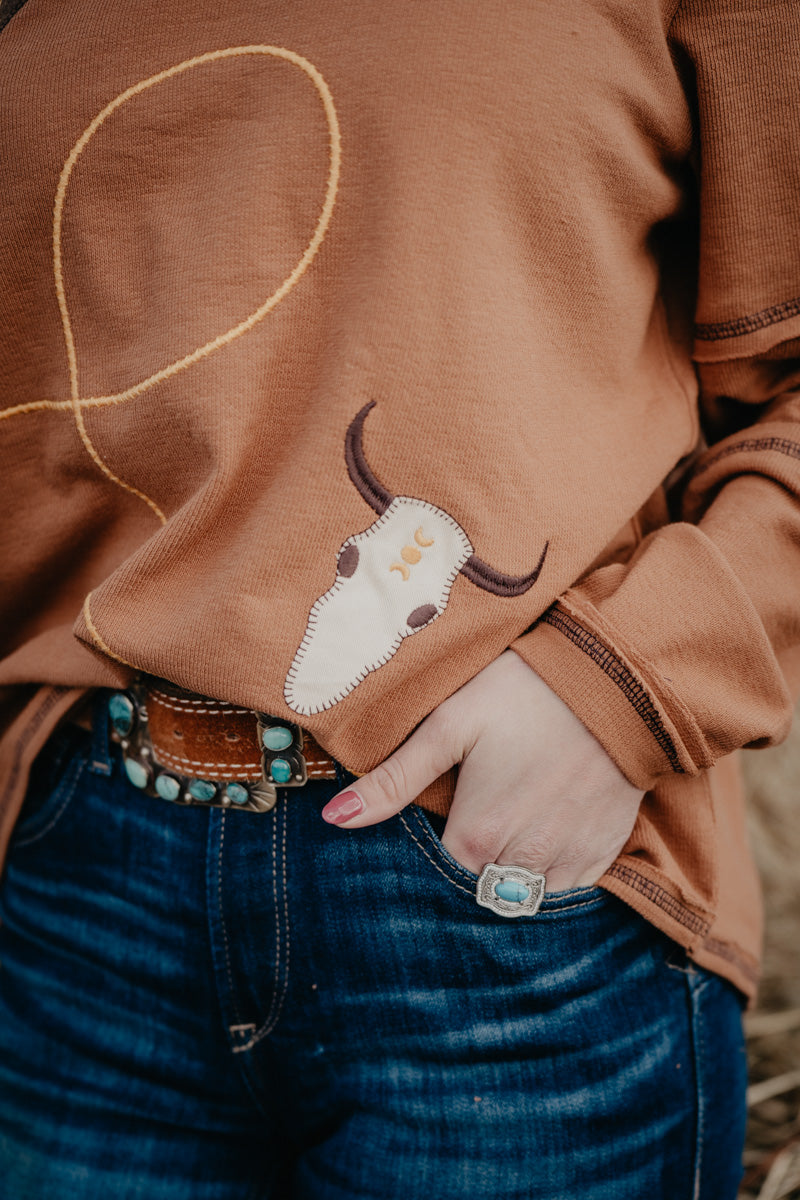 'Helena' Long Sleeve Boat Neck Western Sweater (S-L)