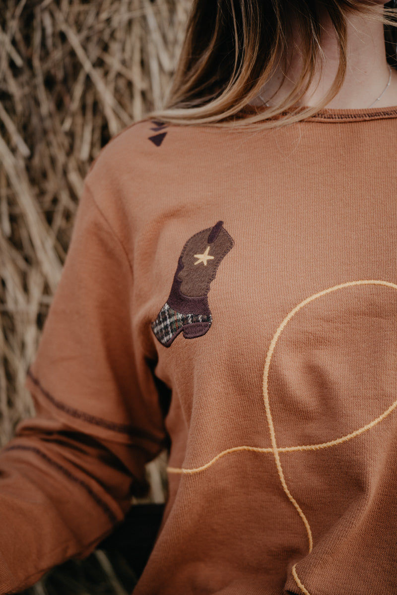 'Helena' Long Sleeve Boat Neck Western Sweater (S-L)