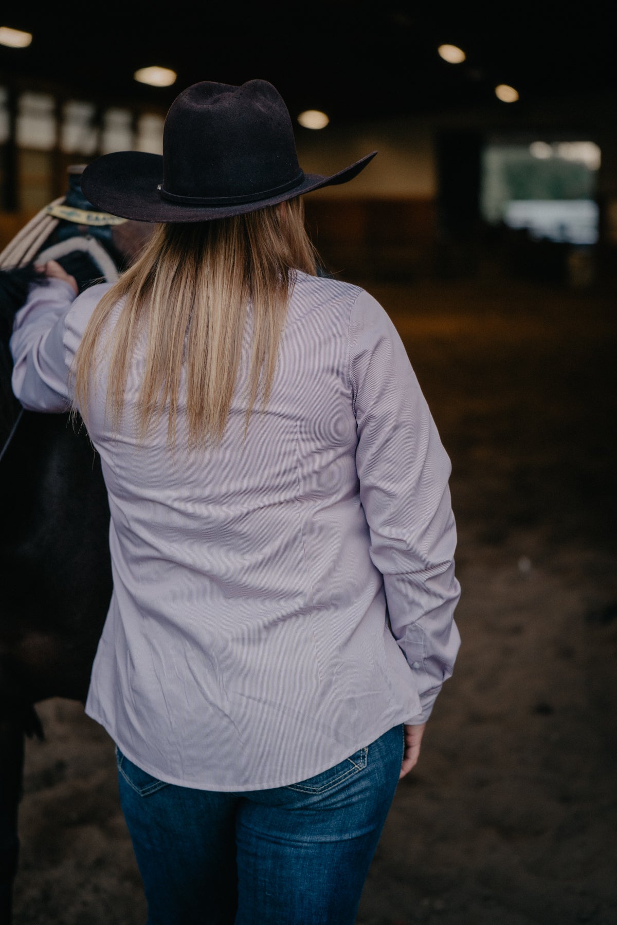 'Tanya' Women's Plum Stripe CINCH Button Down (XS-XXL)