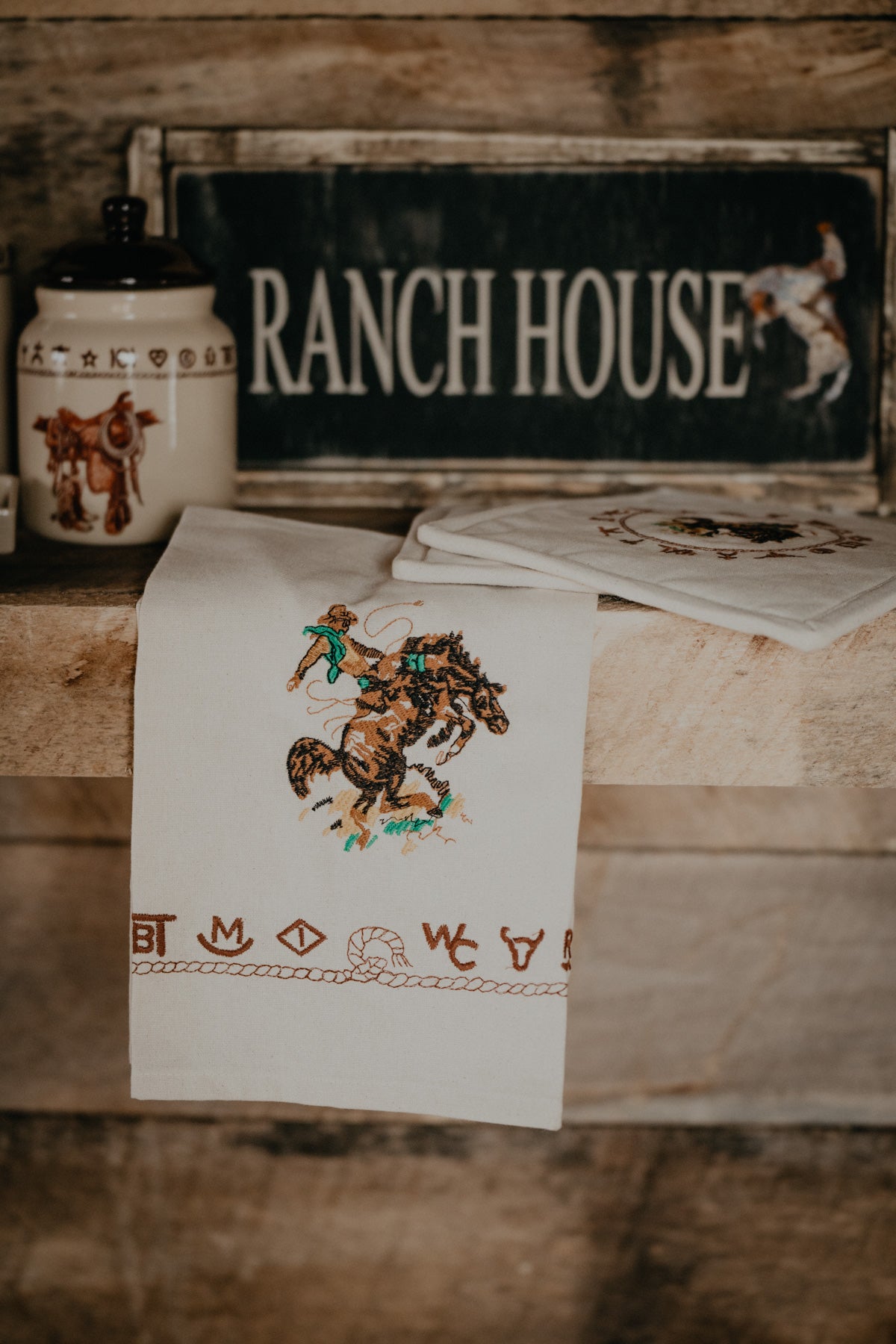 'Broncs & Brands' Linen Tea Towel