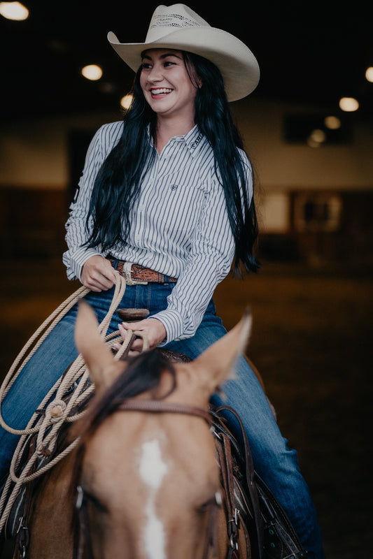 'Athena' Women's Ariat Kirby Black & White Team Button Down Shirt ( XS-XXL)