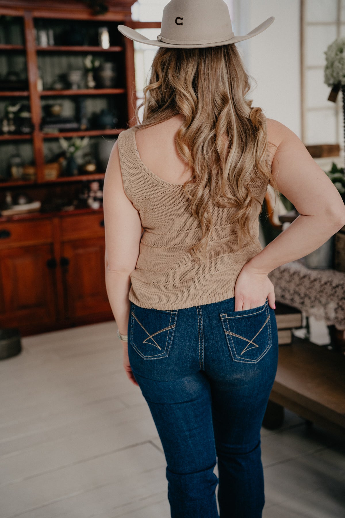 'Reya' Button Detail Split Hem Crochet Knit Vest (S-L)