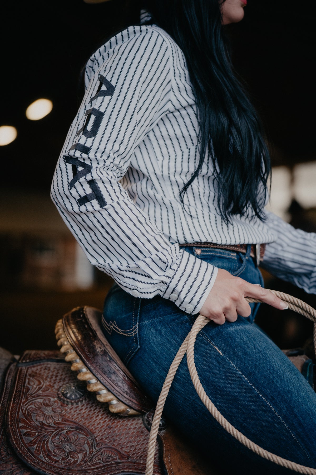 'Athena' Women's Ariat Kirby Black & White Team Button Down Shirt ( XS-XXL)
