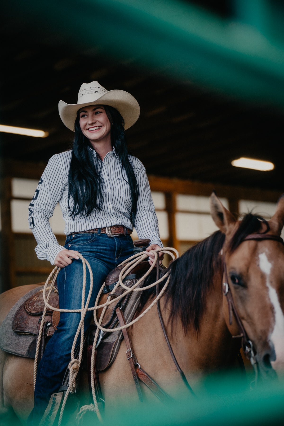 'Athena' Women's Ariat Kirby Black & White Team Button Down Shirt ( XS-XXL)