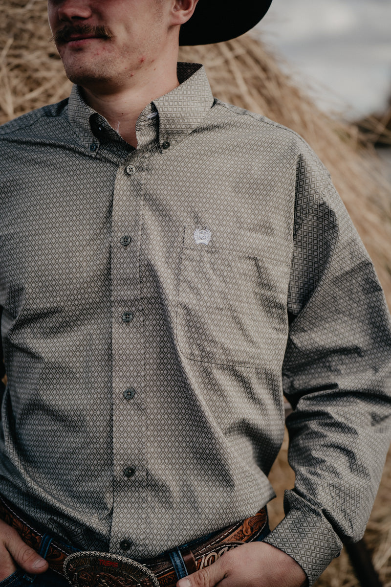 'Benji' Olive Diamond CINCH Button Down (S-XXL)