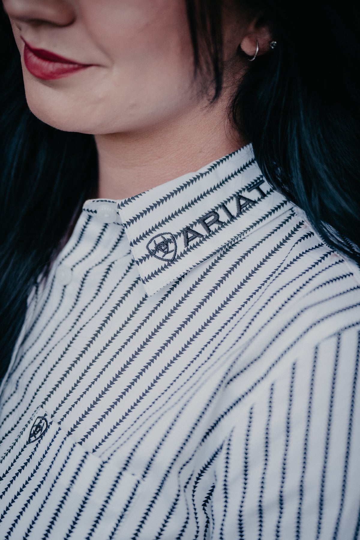 'Athena' Women's Ariat Kirby Black & White Team Button Down Shirt ( XS-XXL)