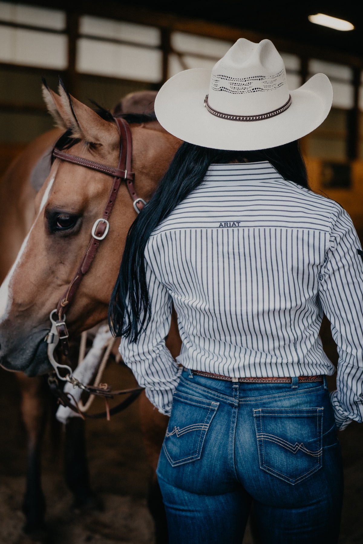'Athena' Women's Ariat Kirby Black & White Team Button Down Shirt ( XS-XXL)