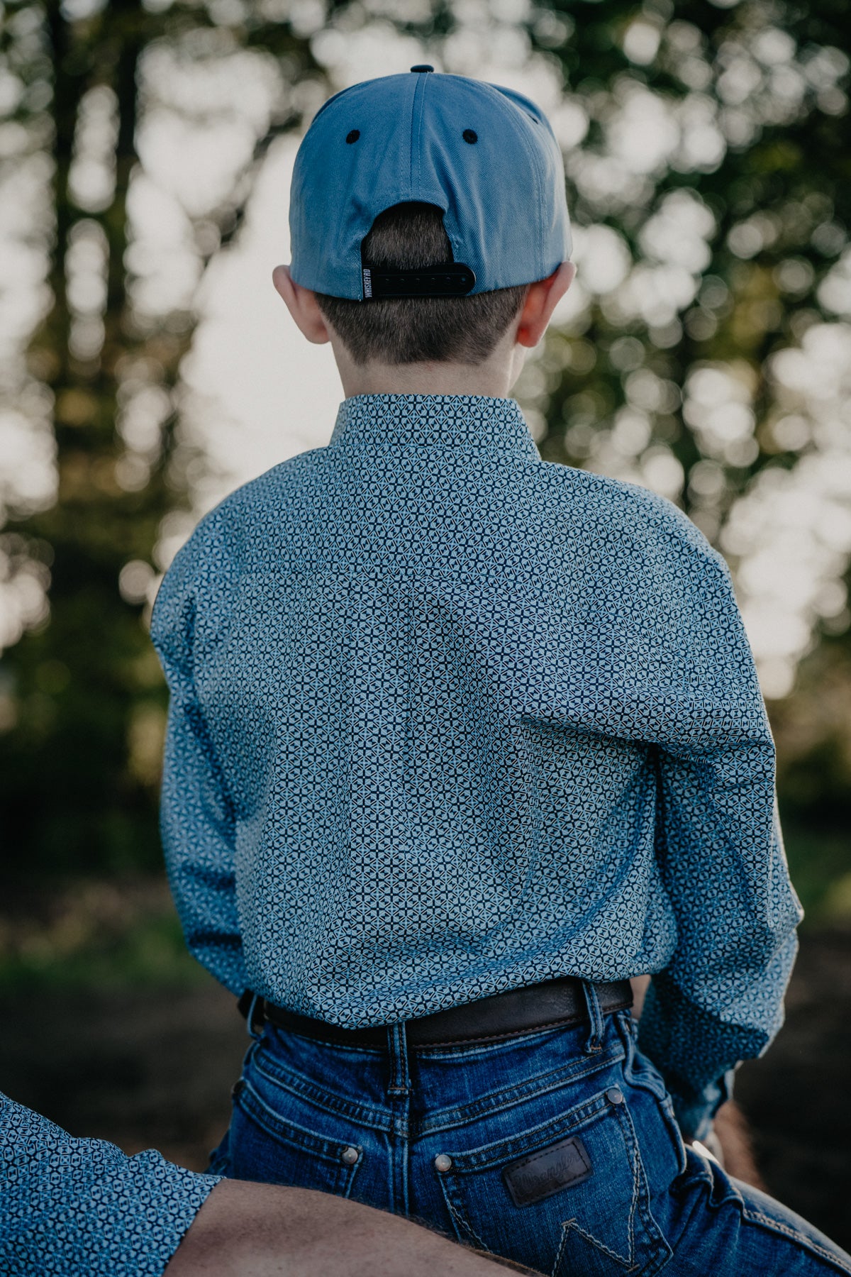 'Bluewater Jr' CINCH Boy's Long Sleeve Blue Geometric Print Button Up (XS-XXL)