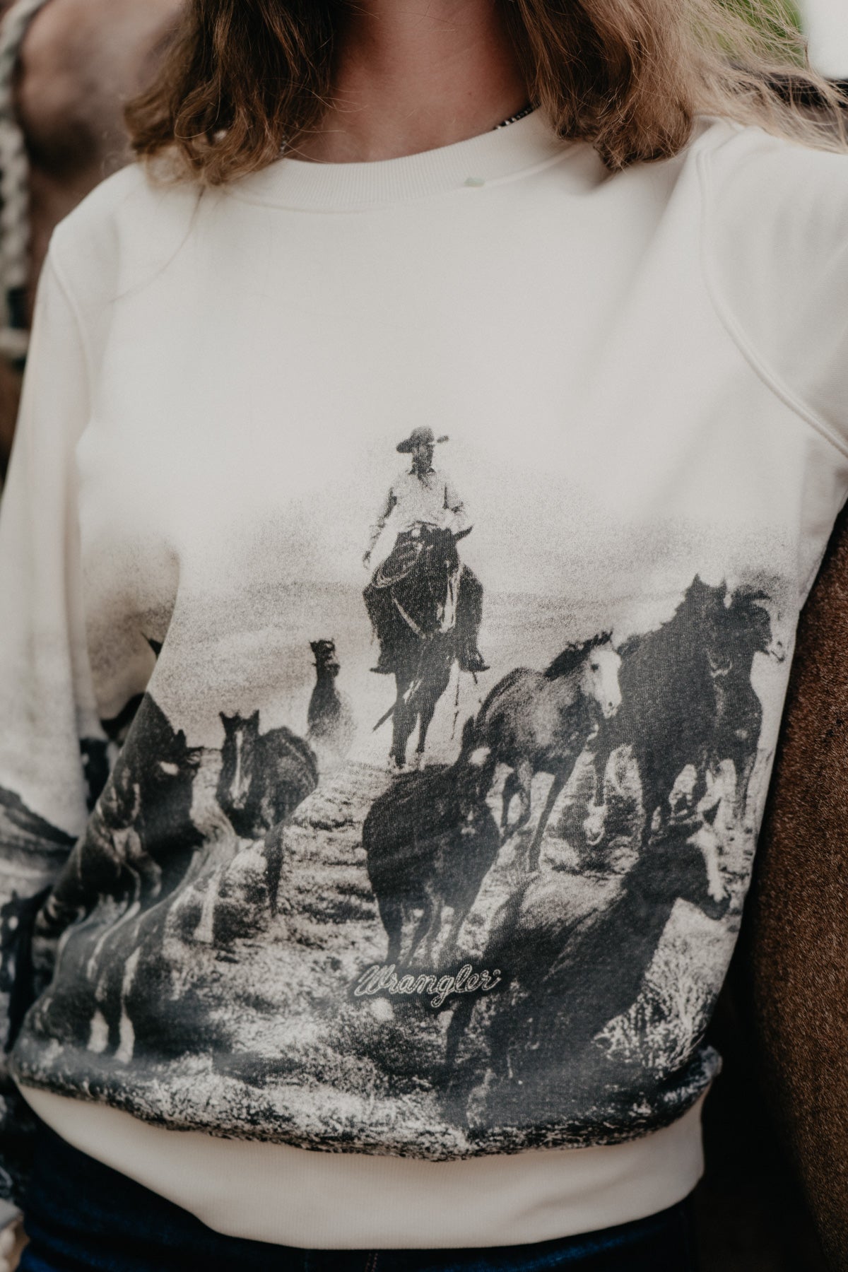 'Old West' Woman's Wrangler Ivory Graphic Pullover (XS-XXL)