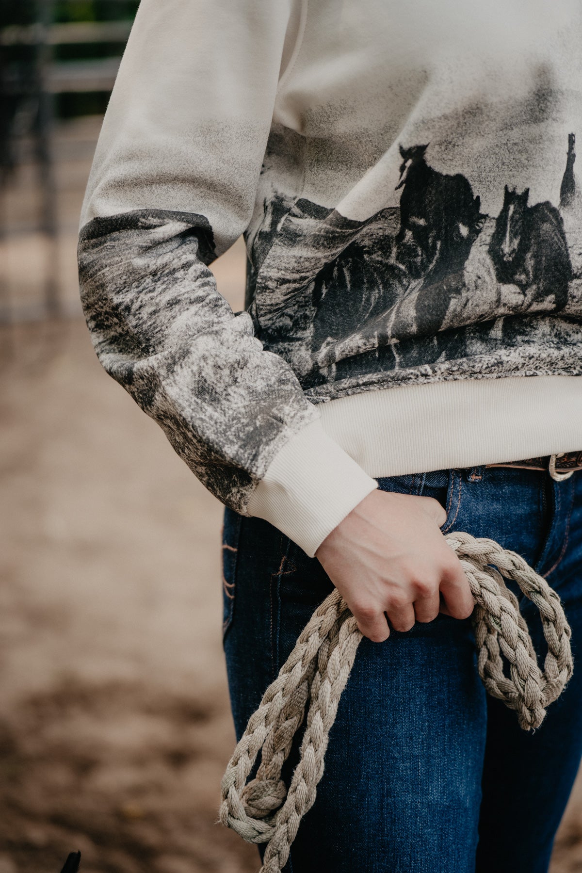 'Old West' Woman's Wrangler Ivory Graphic Pullover (XS-XXL)