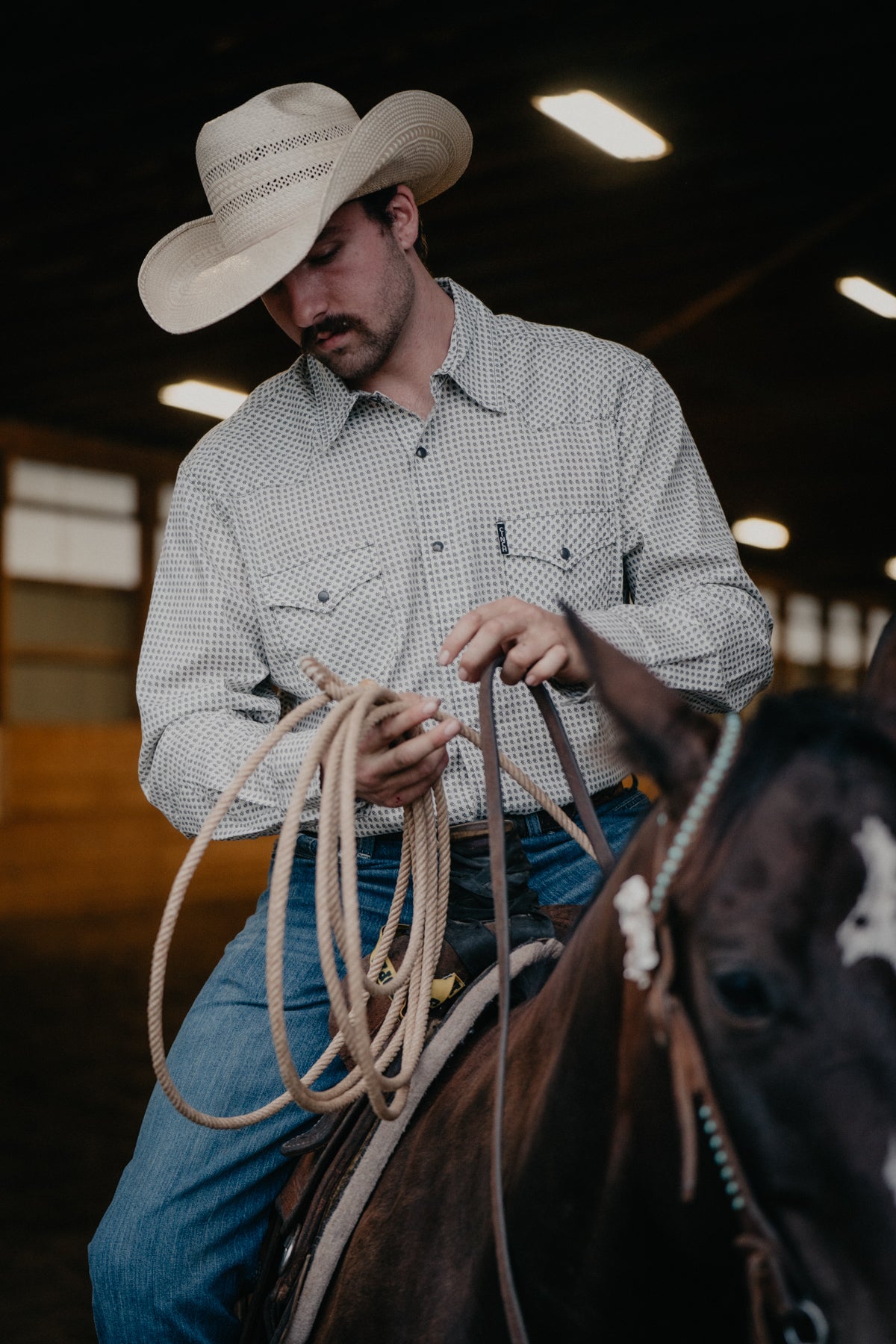 'River' Men's Cream Modern Fit CINCH Pearl Snap (S-XXL)