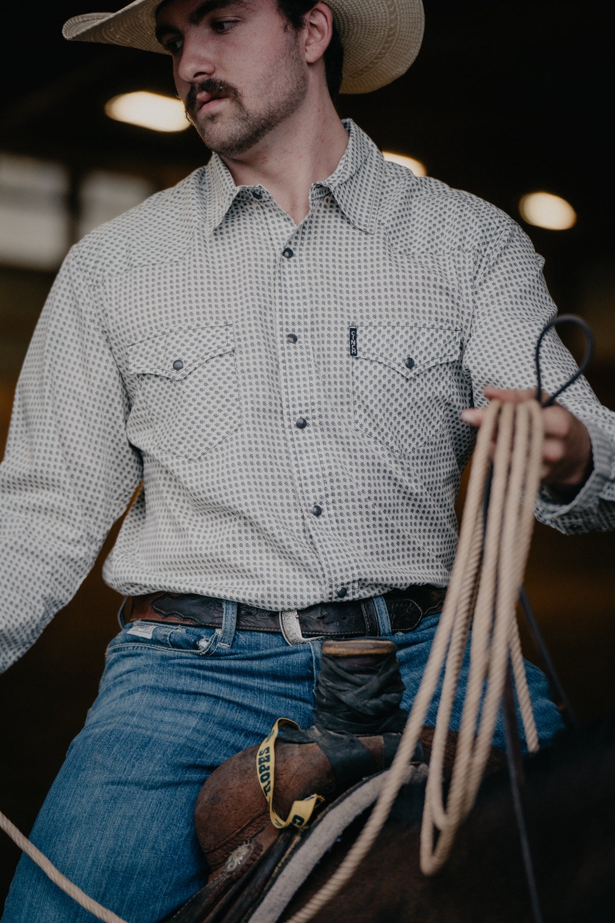 'River' Men's Cream Modern Fit CINCH Pearl Snap (S-XXL)