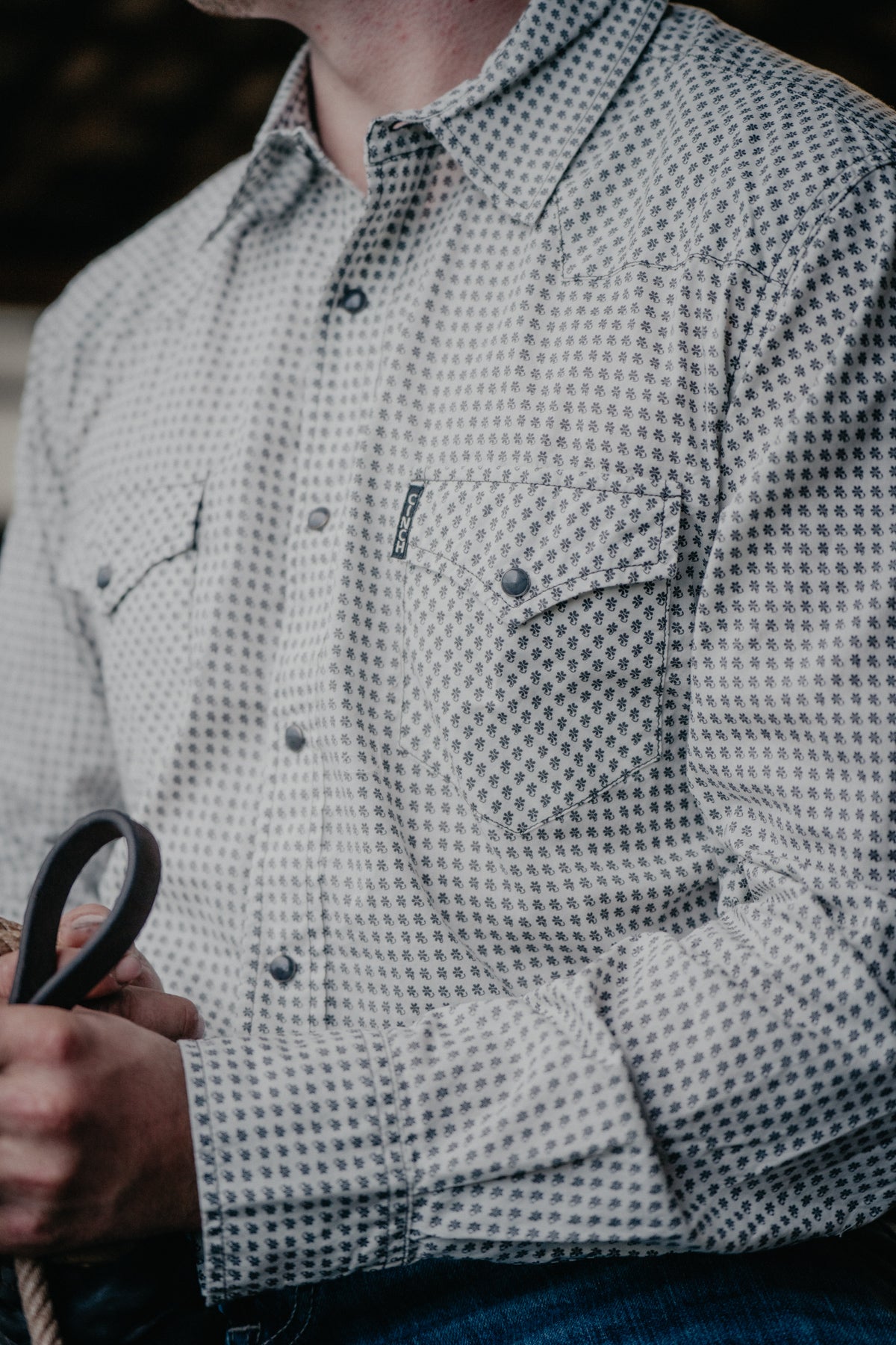 'River' Men's Cream Modern Fit CINCH Pearl Snap (S-XXL)