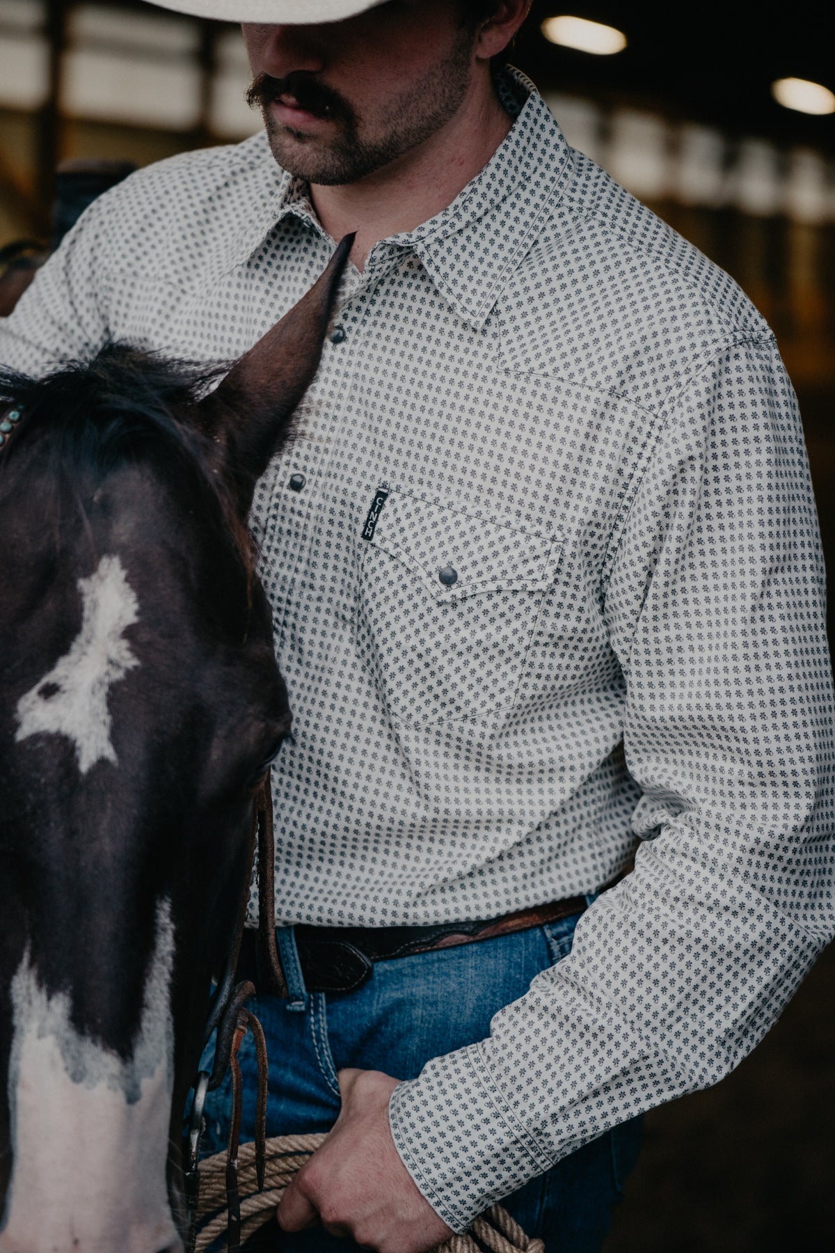 'River' Men's Cream Modern Fit CINCH Pearl Snap (S-XXL)