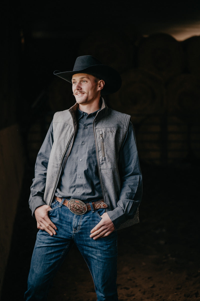 'Johnny' Men's Cody Johnson One Pocket Button Down Shirt Black Shadow (S-XXL)