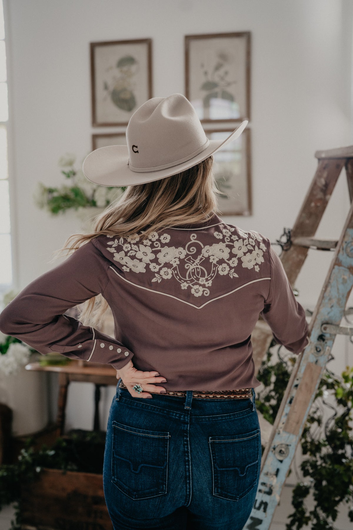 'Peyton' Rayon Floral Embroidered Blouse by Stetson (XS-XL)