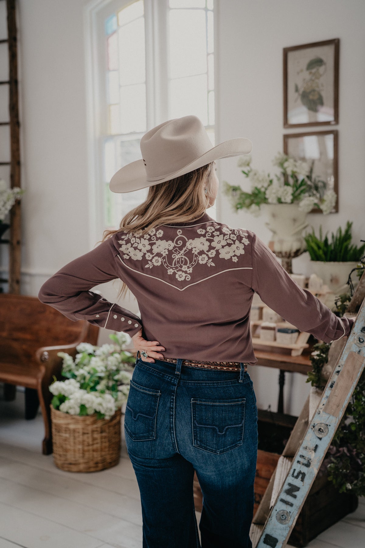 'Peyton' Rayon Floral Embroidered Blouse by Stetson (XS-XL)
