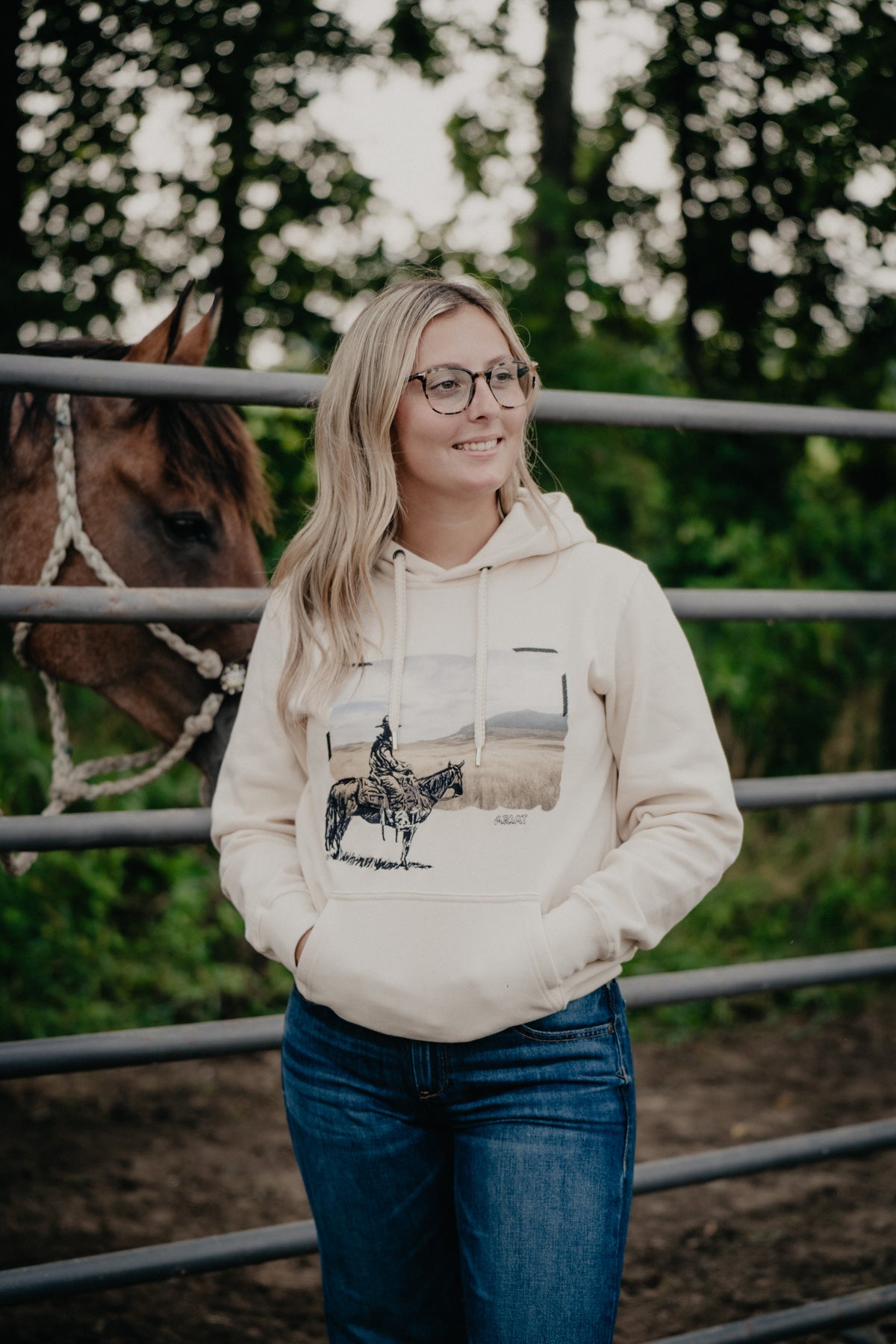 'Wish You Were Here' Women's Ivory Hoodie by Ariat
