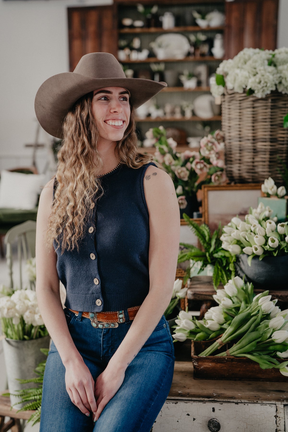 'Taryn' Button Down Knit Cardigan Vest {S-L; 2 Colours)