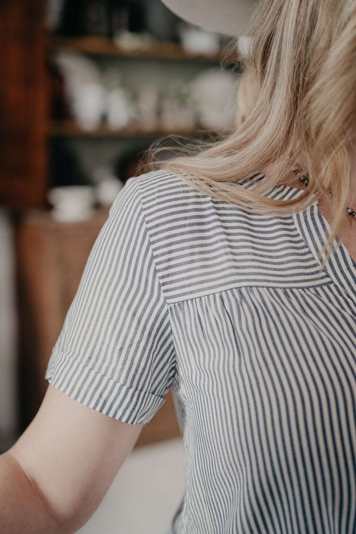 'Delphia' Navy Pinstripe Button Up Blouse (S-XXXL)
