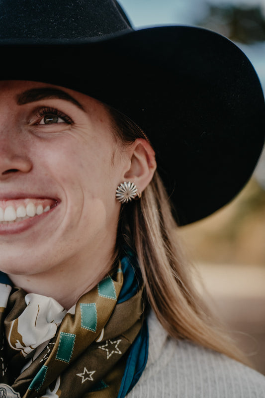Large Round Sterling Concho Earrings