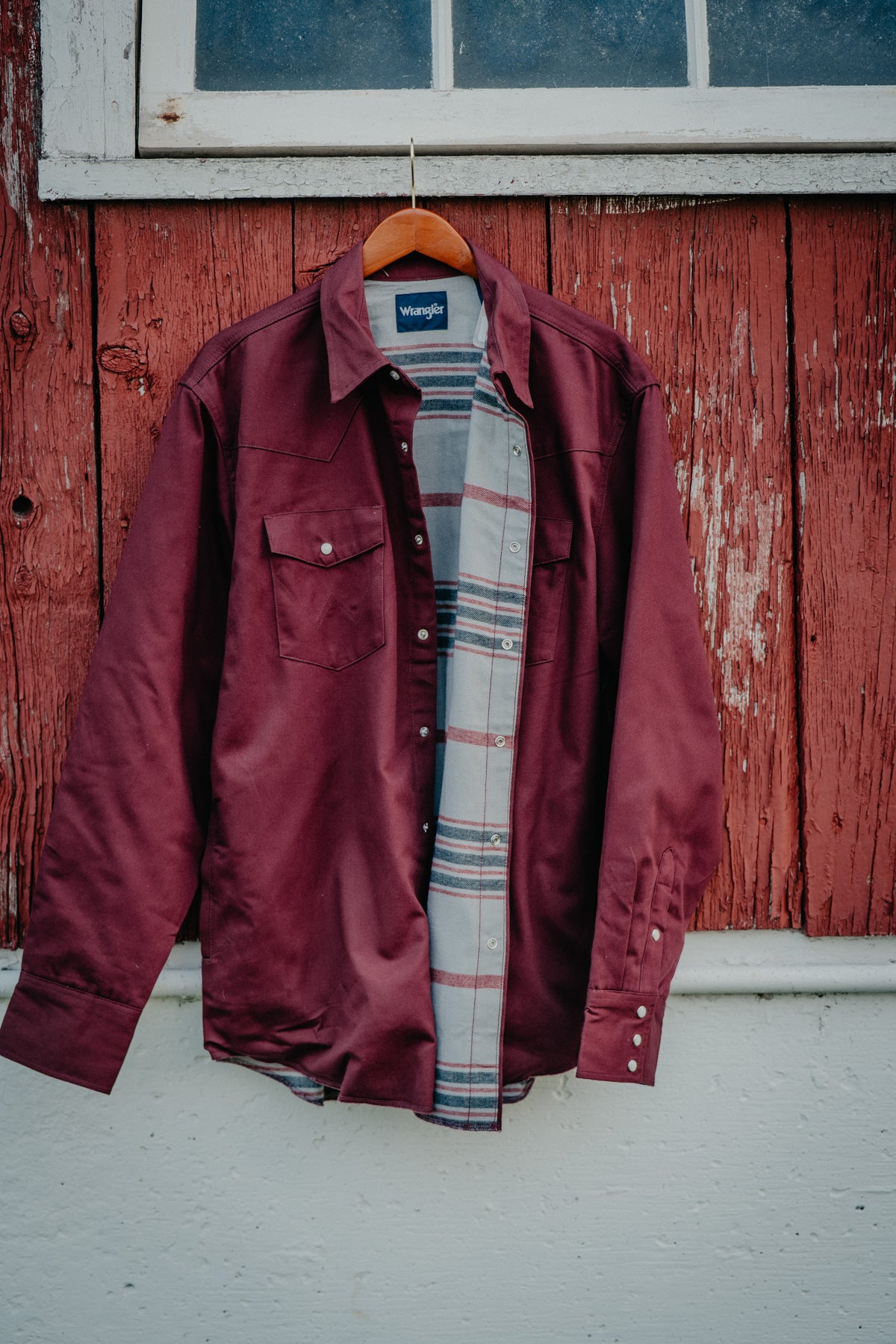 'Rust Creek' Men's Flannel Lined Maroon Button Up by Wrangler