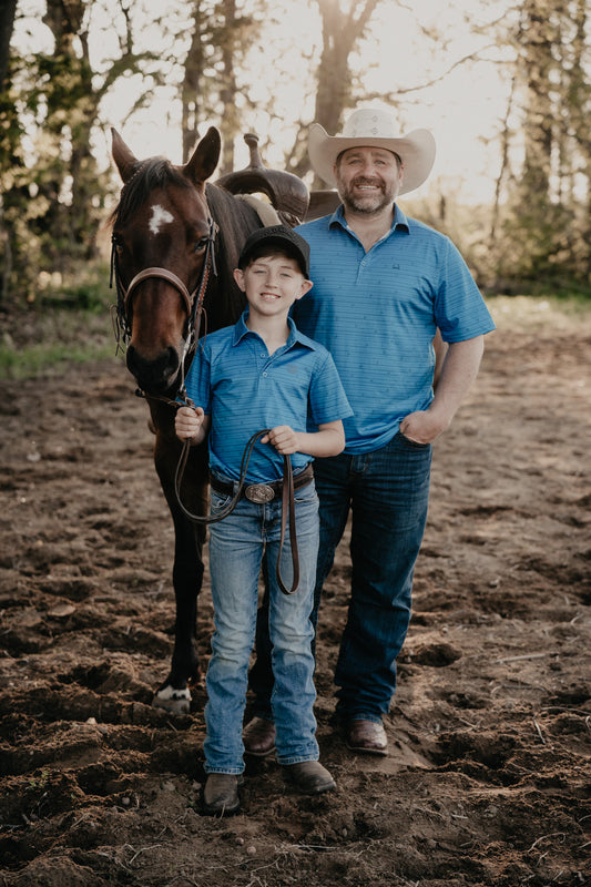 'Broken Spur' ArenaFlex Men's Blue CINCH Polo (S-XXL)