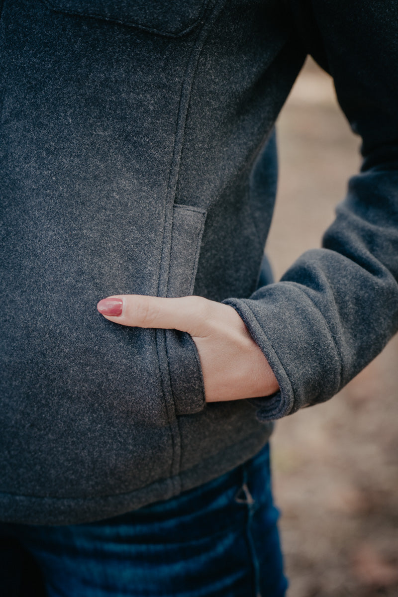 'Maeve' Women's CINCH Fleece Charcoal Jacket (XS-XXL)