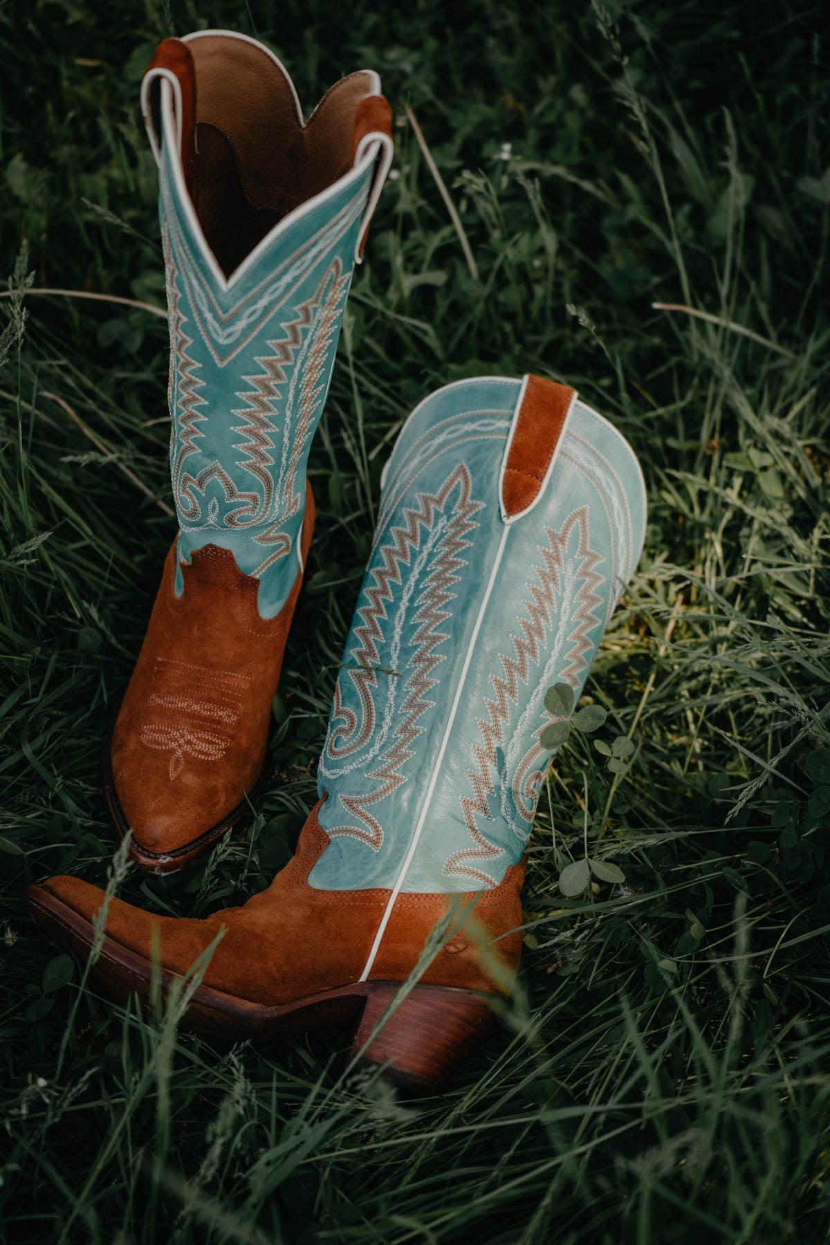 'Ambrose' Penny Suede & Teal Leather Boots (6.5, 7, 8, 9.5 ONLY)