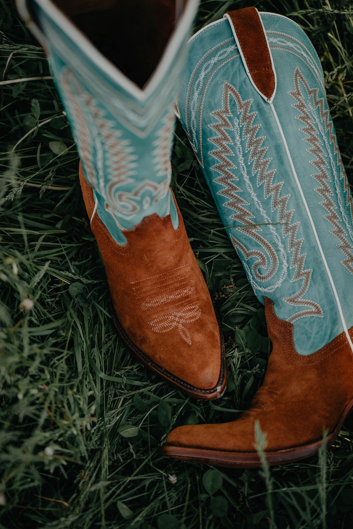 'Ambrose' Penny Suede & Teal Leather Boots (6.5, 7, 8, 9.5 ONLY)