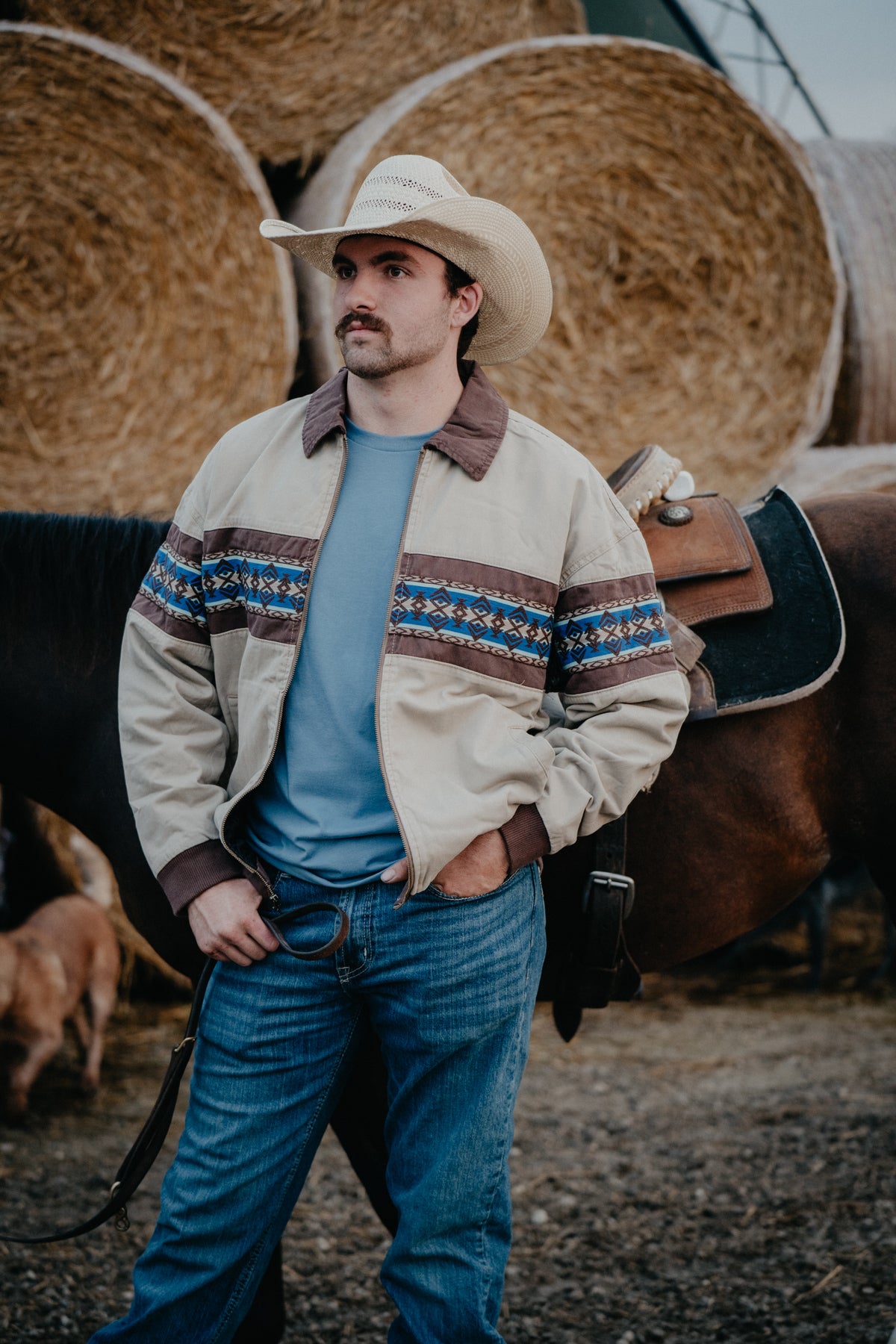 'Devon' Men's Wrangler Checotah Bomber Jacket (S-XXL)