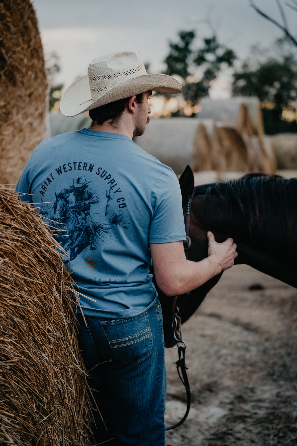 "Blazing Saddle" Ariat Men's Graphic T-Shirt Coronet Blue (S-XXL)
